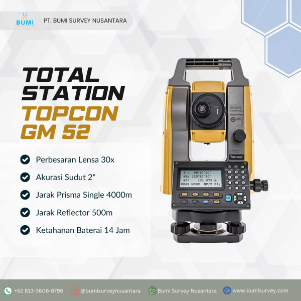 Sewa TOTAL STATIO N TOPCON GM 52 -bumi survey